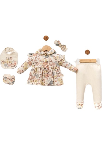 Kız Gold Serisi Düğmeli 5li Set 1/3 Ay Hastane Çıkışı Zıbın Seti Kaliteli Lüks Set fiyatları