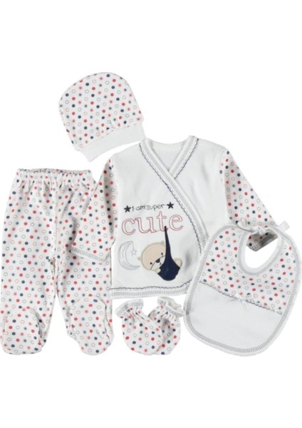 Tanem Bebe Penye Cute Ayıcık Nakışlı 5'li Zıbın Seti