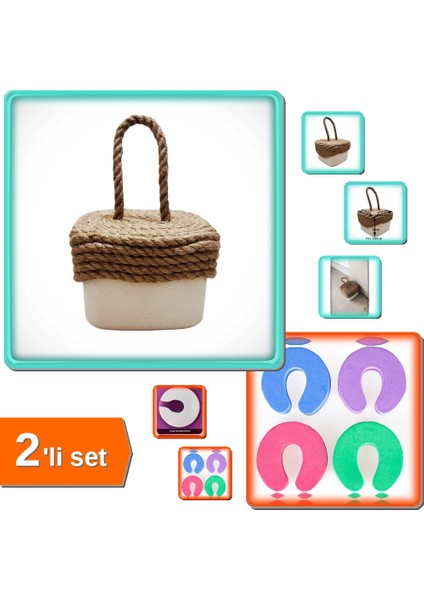 Kapı Stoperi Kare Beton Kapı Durdurucu Tutucu + Sünger Kapı Durdurucu 4 Adet Stoper - 2li Set D5R2X8