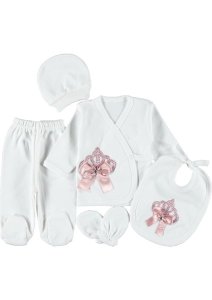 Taç Fiyonk Baskılı 5'li Kız Zıbın Seti modelleri