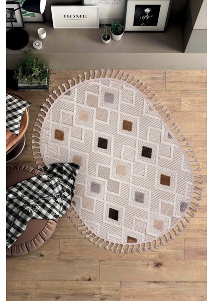 Enti Bonn 8804 Gri Oval Iskandinav Halı Salon Halısı Kesme Halı Yolluk