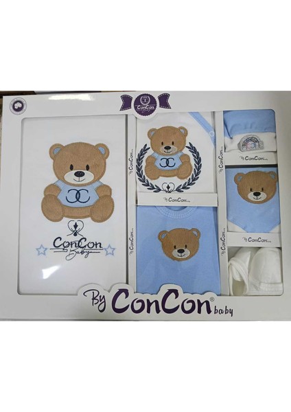 Ayıcık Nakışlı 10'lu Zıbın Seti Hastane Çıkışı %100 Pamuklu