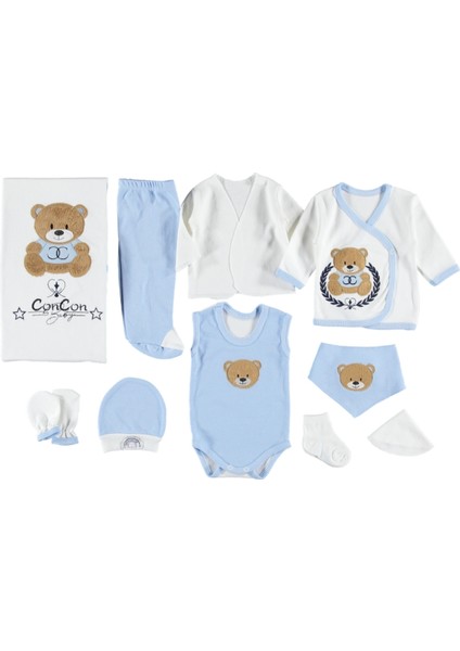 Ayıcık Nakışlı 10'lu Zıbın Seti Hastane Çıkışı %100 Pamuklu fiyatları