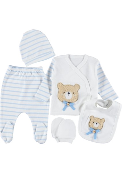 Erkek Çizgili Ayıcık 5 Li Zıbın Seti 1/3 Ay