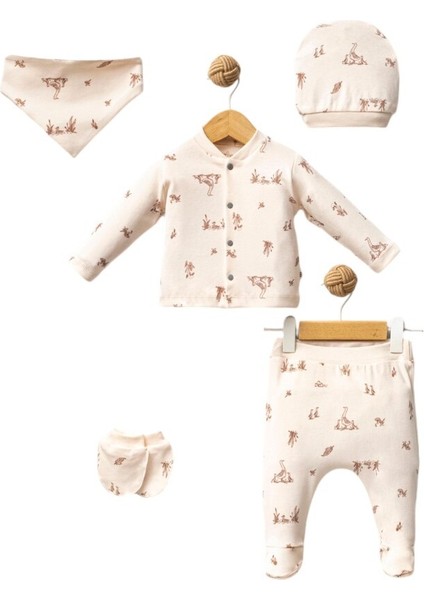 Organik Ördek Baskı 5’li Set 0-3 Ay Zıbın Seti Hastane Çıkışı modelleri