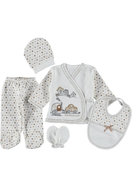 0-3 Aylık 5 Li Arabalı Zıbın Seti Hastane Çıkış Seti %100 Pamuklu fiyatları