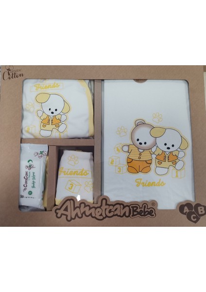 Arkadas Ayıcıklar Nakışlı 10'lu Zıbın Seti Hastane Çıkışı