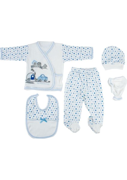 Yeni Doğan Bebek Mavi Araba Nakışlı Hastane Çıkışı 5'li Set fiyatları