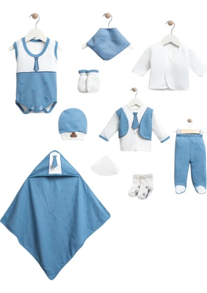 10 Lu Organik Suit Kravatlı Lüx Hastane Çıkışı Zıbın Seti modelleri