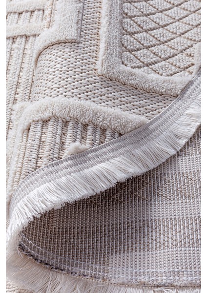 Enti Bonn 8808 Krem Oval Iskandinav Halı Salon Halısı Kesme Halı Yolluk fırsatları