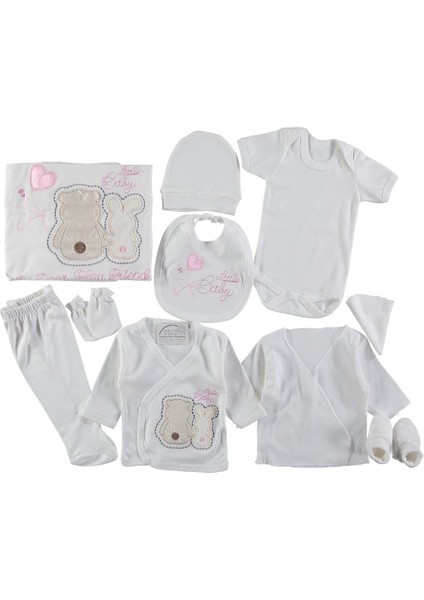 Arkası Dönük Tavşan Nakışlı 10'lu Zıbın Seti