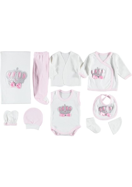 Taç Fiyonk Nakışlı 10'lu Zıbın Seti Hastane Çıkışı