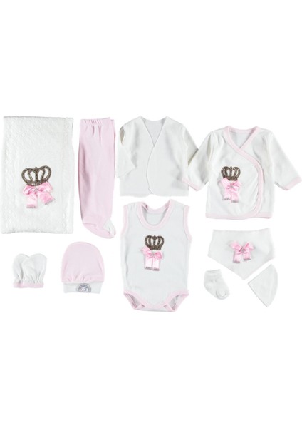 Taç Aplikeli Triko Battaniyeli 10'lu Zıbın Seti