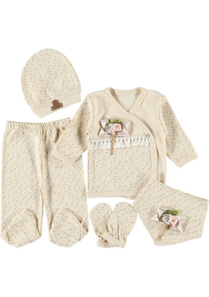 Organik Aslan Nakışlı 5'li Zıbın Seti Hastane Çıkışı