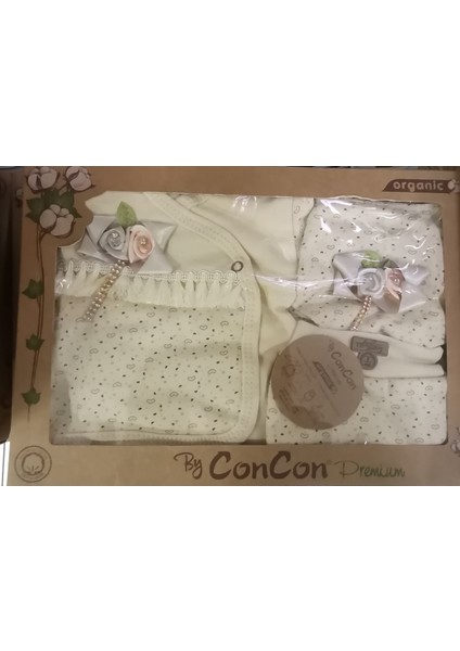 Organik Aslan Nakışlı 5'li Zıbın Seti Hastane Çıkışı modelleri