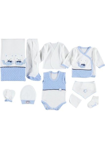 Sevimli Kedi Aplikeli 10'lu Zıbın Seti