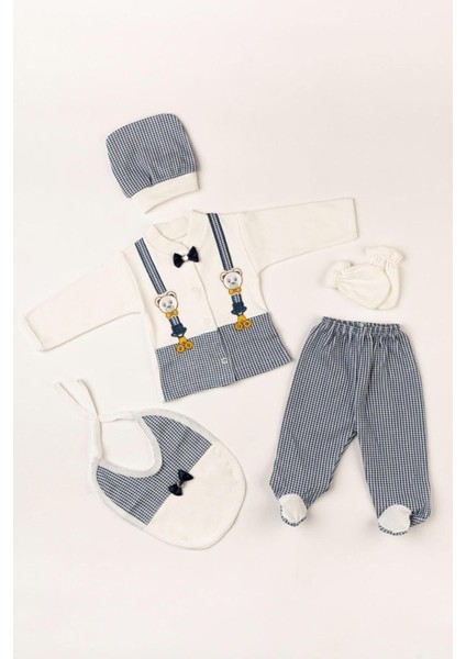 Papyonlu Ayıcıklı 5 Parça Lüks Erkek Askı Detaylı Hastane Çıkışı Zıbın Set fiyatları