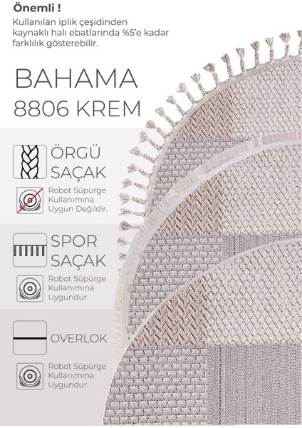 Enti Bonn 8806 Krem Oval Iskandinav Halı Salon Halısı Kesme Halı Yolluk