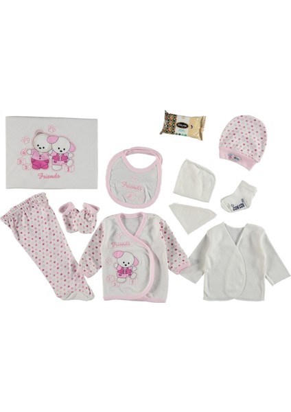 Arkadas Ayıcıklar Nakışlı 10'lu Zıbın Seti Hastane Çıkışı