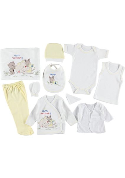 Kedi Tavşan Nakışlı 10 Lu Zıbın Seti Hastane Çıkışı