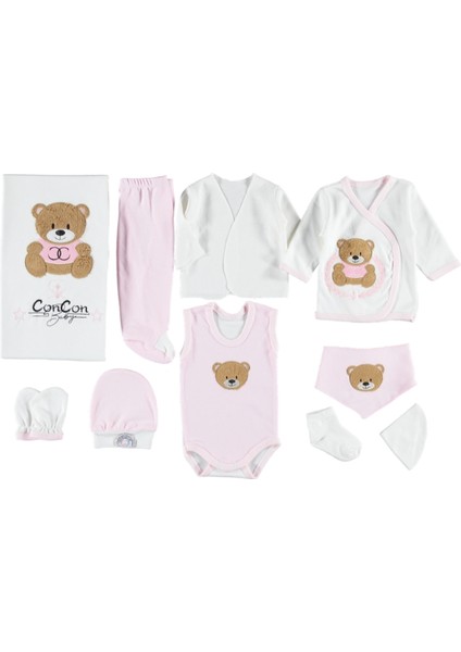 Ayıcık Nakışlı 10'lu Zıbın Seti Hastane Çıkışı %100 Pamuklu fiyatları