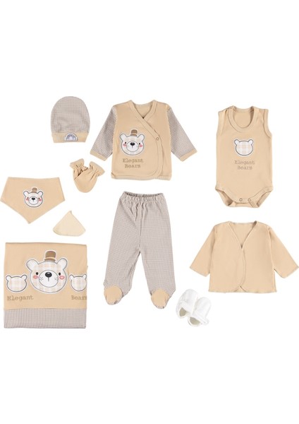 10 Lu Şapkalı Ayı Lüx Zıbın Seti Hastane Çıkışı %100 Pamuklu modelleri