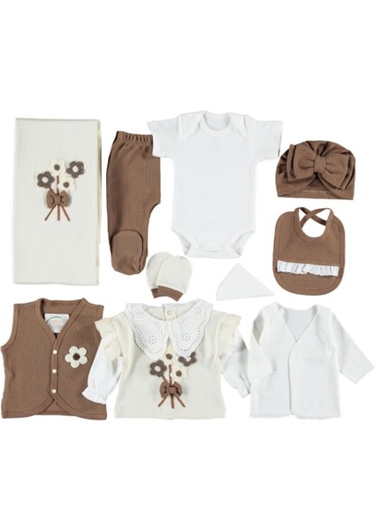 Yaka Dantelli Nakışlı 10'lu Kız Zıbın Seti, Hastane Çıkış Seti