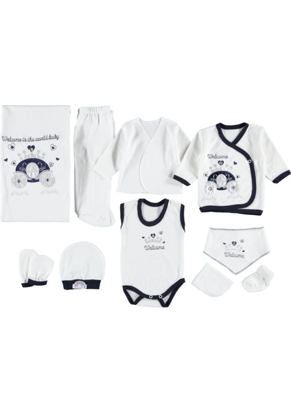 Saten Araba Nakışlı 10'lu Zıbın Seti Hastane Çıkışı %100 Pamuklu modelleri