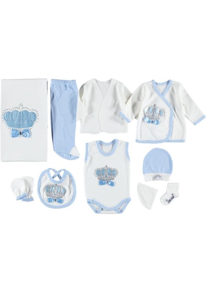 Taç Fiyonk Nakışlı 10'lu Zıbın Seti Hastane Çıkışı