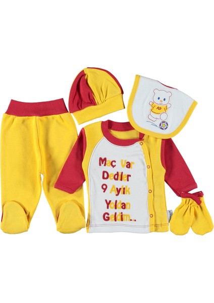 Kutulu Taraftar Nakışlı 5 Li Zıbın Seti Hastane Çıkışı 0-3 Ay Pamuklu (Hediye Paketli)