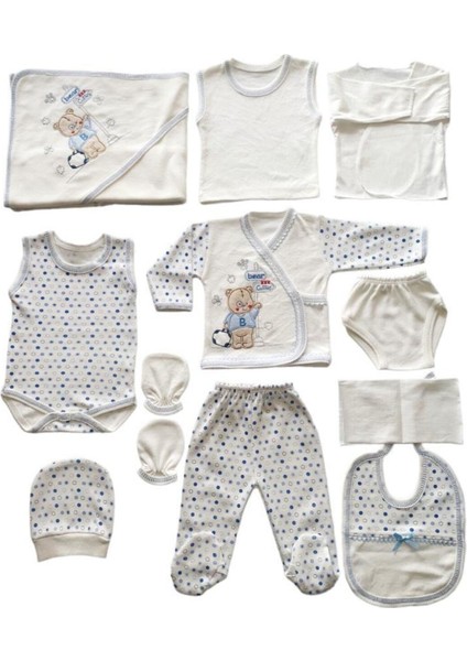 Bebe Cantalı Ayı 11 Parca Hastane Cıkışı Yeni Doğan Zıbın Set Mavi