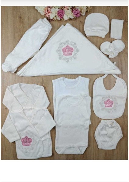 Bebe Nakışlı Taşlı 10 Parca Yeni Doğan Hastane Cıkışı Zıbın Set fiyatları