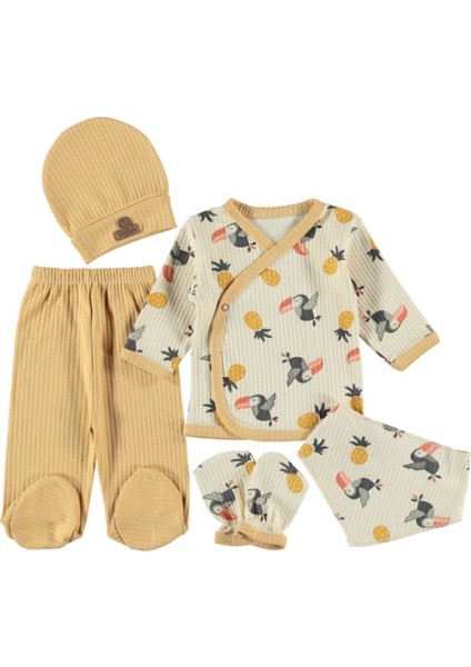 Papağan Baskılı Organik 5'li Zıbın Set modelleri