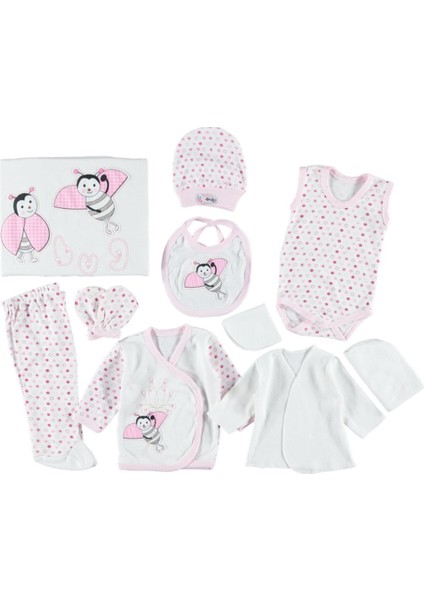 Uğur Böceği Nakışlı 10'lu Zıbın Seti