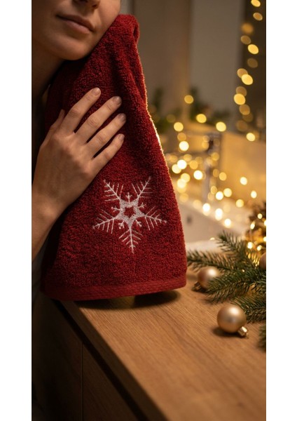 Kar Tanesi Nakışlı 50X90CM Yılbaşı Havlusu modelleri