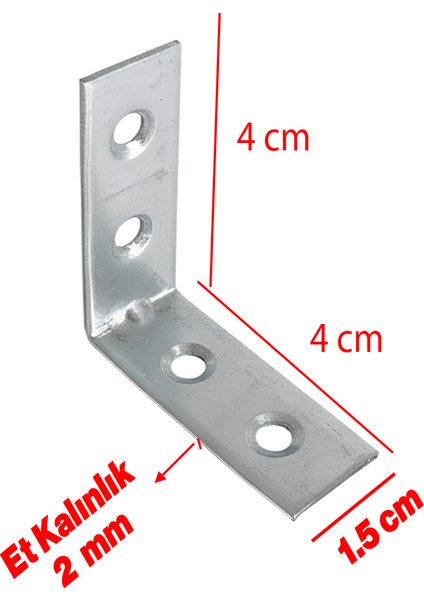 Metal Köşebent 40X40X15 mm (50 Adet) Kalın L Demiri Gönye Mobilya Duvar Sabitleme Bağlantı Aparatı fiyatları