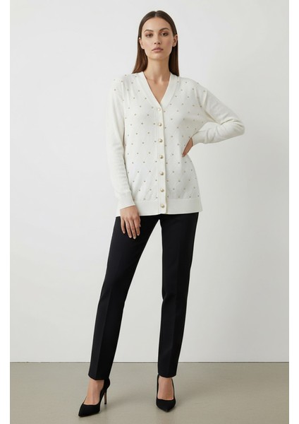 Kadın Merserize Baklava Desen Hırka Ekru fiyatları