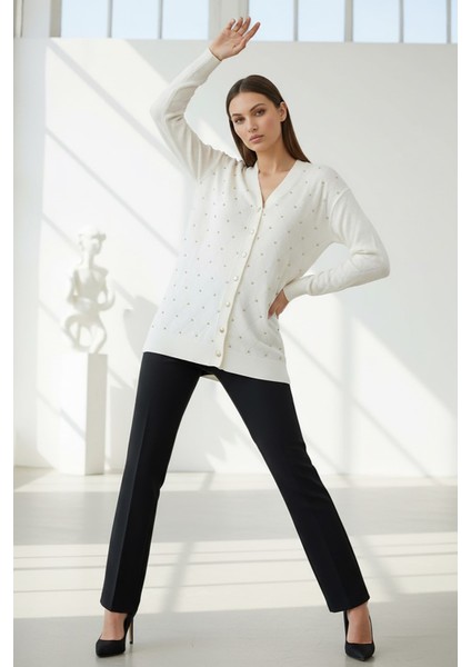 Kadın Merserize Baklava Desen Hırka Ekru modelleri