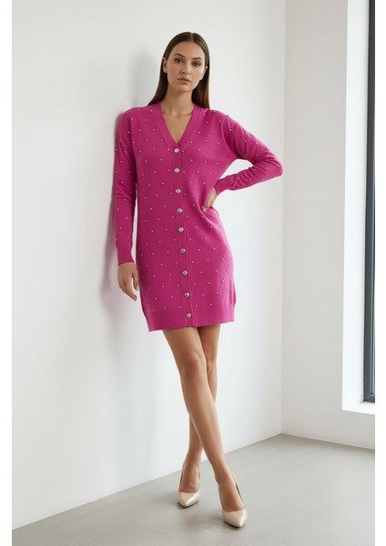 Kadın Merserize Baklava Desen Hırka Pembe fiyatları