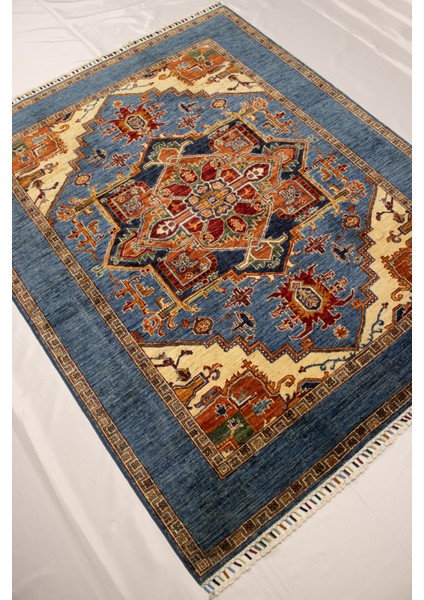 El Dokuma Afgan Halı Heriz Desenli Mavi Renk 3 Metre Kare fiyatları