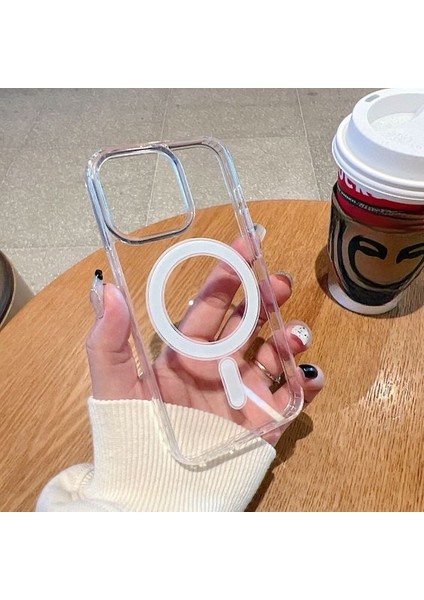 Apple iPhone 11 Pro Max Uyumlu Magsafe Sararmaz Şeffaf Sert Mika Silikon Kılıf