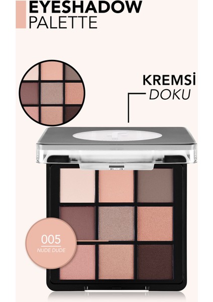 Kremsi Dokulu & Mat Bitişli/ışıltılı 9'lu Kompakt Göz Farı Paleti indirimleri