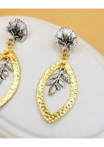 Altın Kaplama Çift Renk Yaprak Model Küpe fiyatları