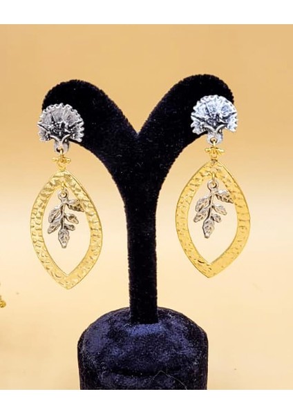 Altın Kaplama Çift Renk Yaprak Model Küpe fırsatları