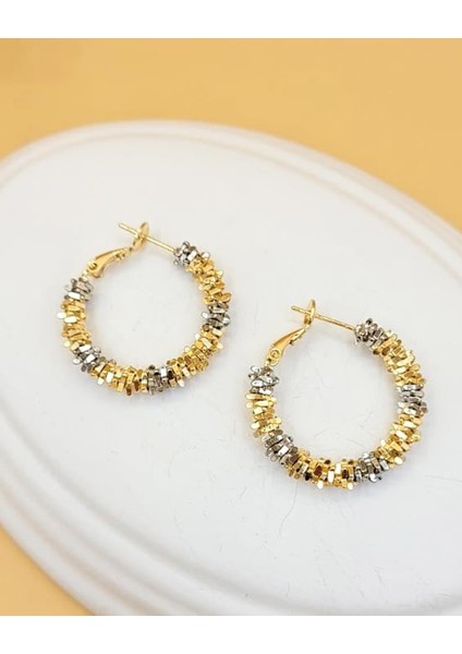 Işık Halkası Gold Silver Renk Halka Küpe