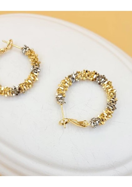 Işık Halkası Gold Silver Renk Halka Küpe modelleri