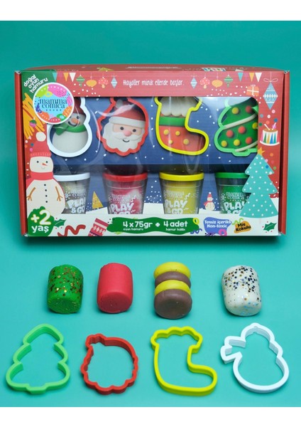8 Li Yeni Yıl Oyun Hamuru Seti - 4 x 75GR