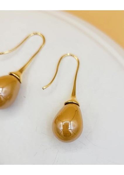Şampanya Uzun Damla Gold Küpe fiyatları
