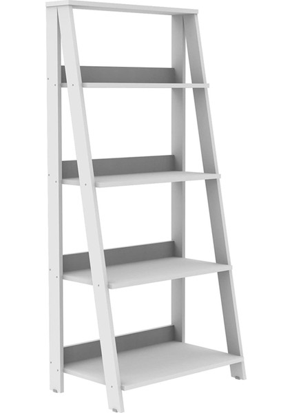 4 Katlı Beyaz Mdf Merdiven Raf Kitaplık Dekoratif Çiçeklik Salon & Balkon Rafı fiyatları