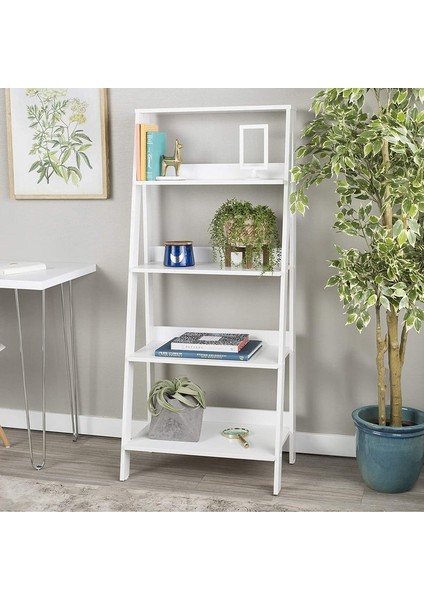 4 Katlı Beyaz Mdf Merdiven Raf Kitaplık Dekoratif Çiçeklik Salon & Balkon Rafı modelleri